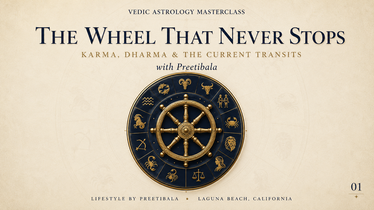 JULY 11th, 2026 - KARMA, DHARMA & THE CURRENT TRANSITS- A VEDIC MASTERCLASS BY PREETIBALA